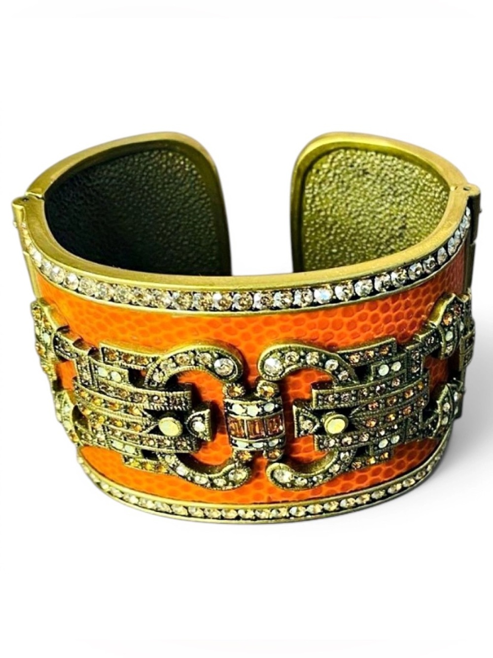 🛍️Vintage Heidi Daus Authentic Snake Skin Swarovski Crystal Hinged Cuff Bracelet